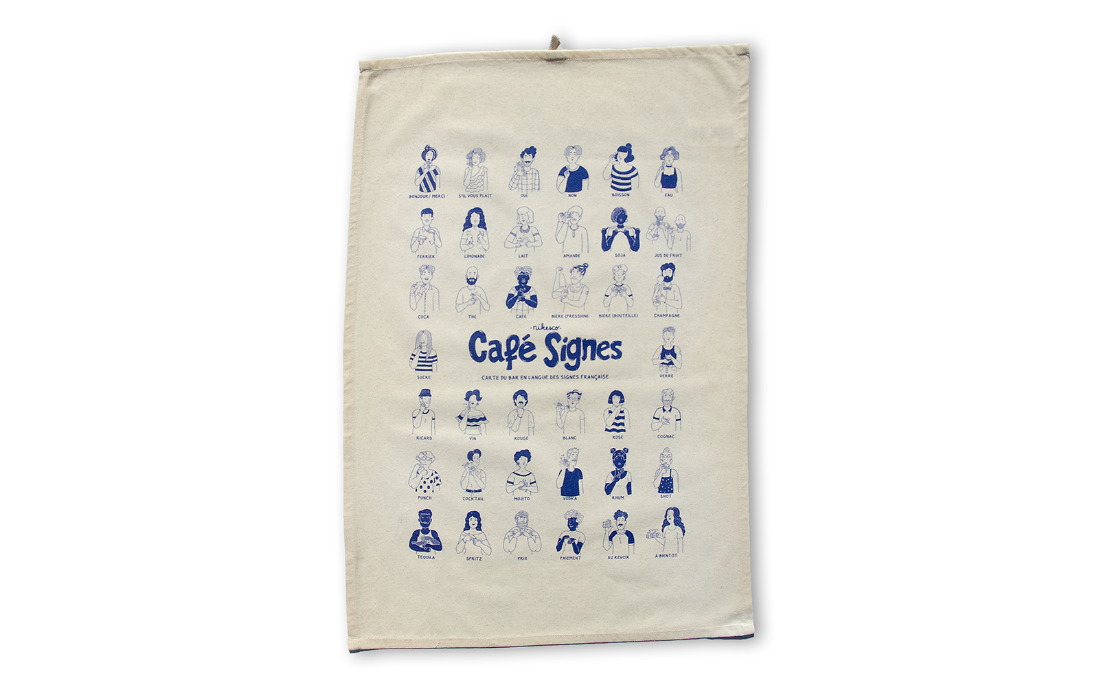 Couvertude de Torchon "Café des signes"